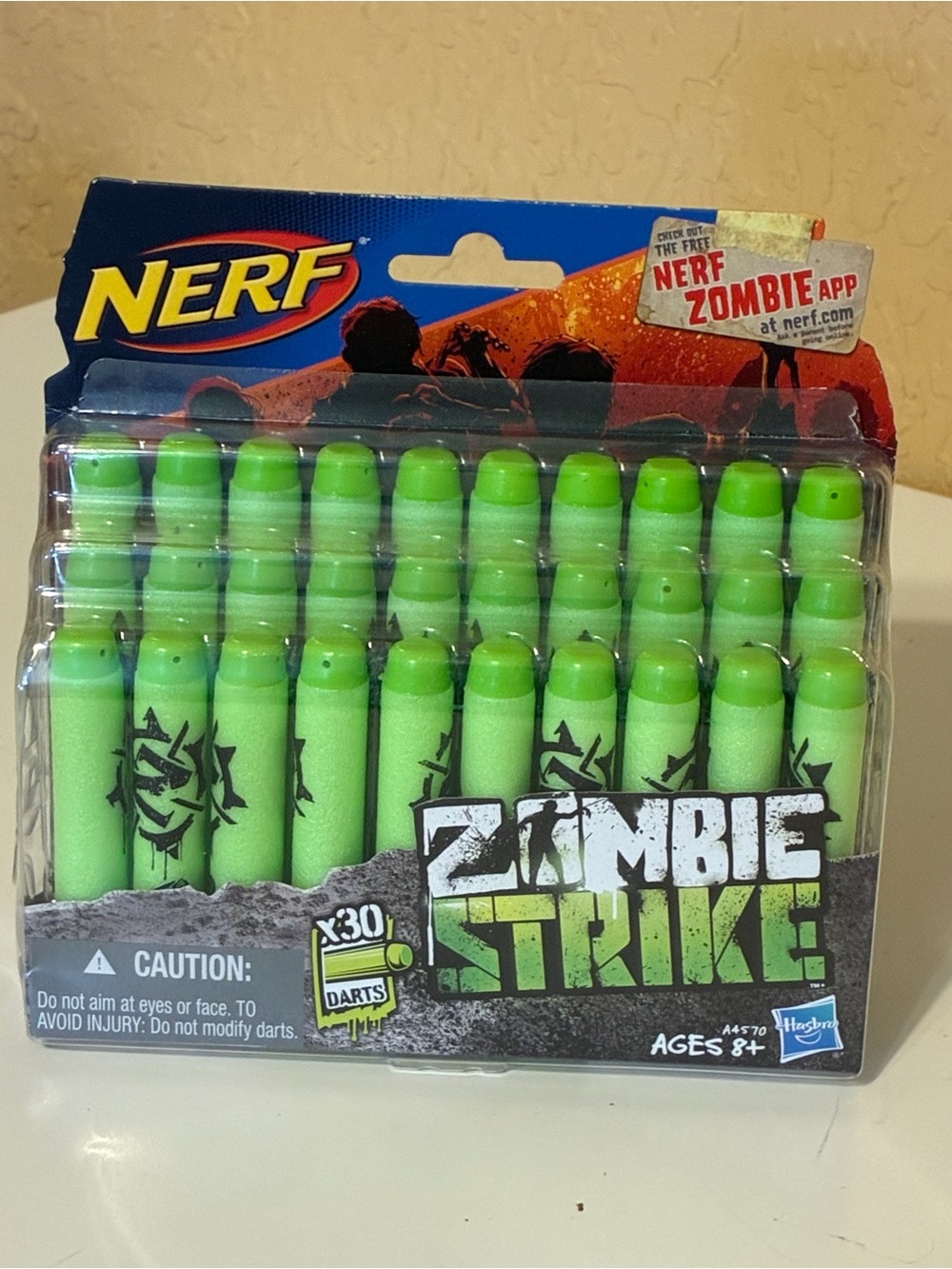 NERF ZOMBIE STRIKE Blaster 30x Elite Neon Green Dart Refill Pack - Ages 8+ NEW